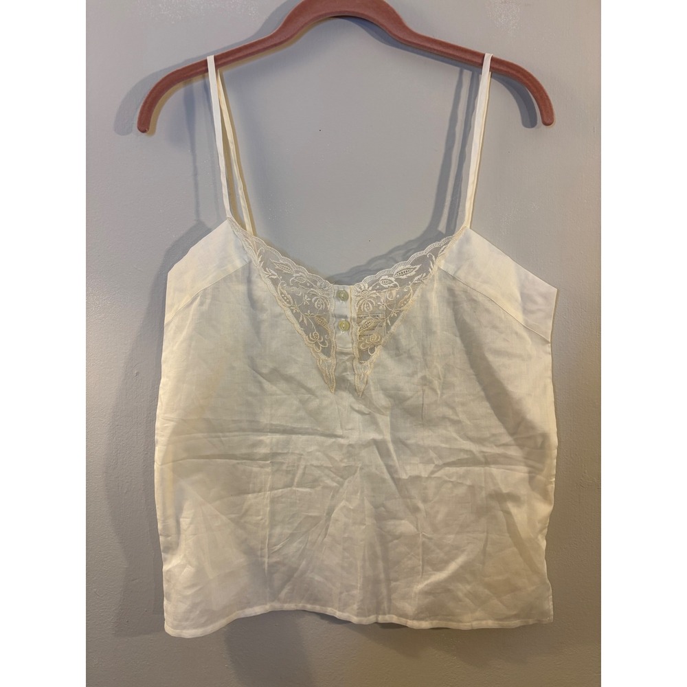 Pluto Anne & Catherine Clippel Ivory Cotton Lace Trimmed Camisole M